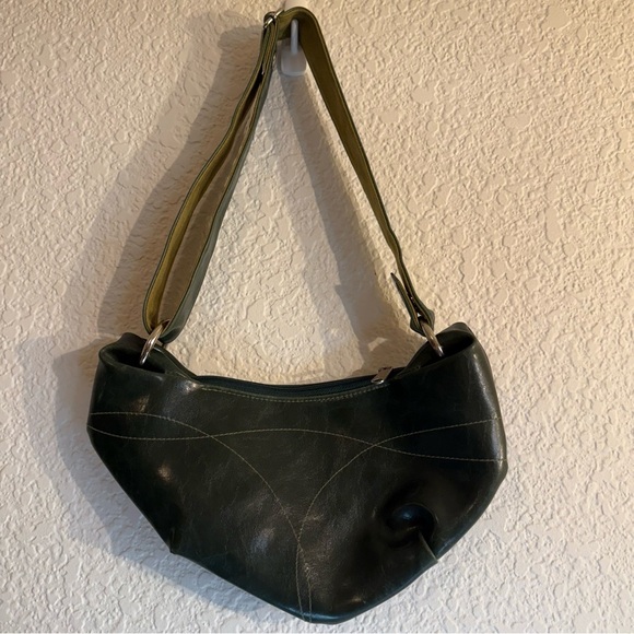 Crystalyn Kae forest green vegan leather shoulder sling handbag/purse. - Picture 5 of 12